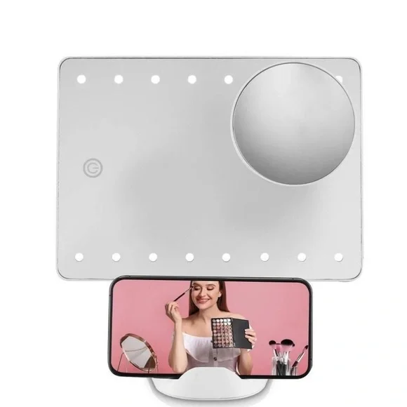 Conair LED Hollywood Lighted Social Media Vanity Cosmetic Makeup Mirror in White - Picture 10 of 14